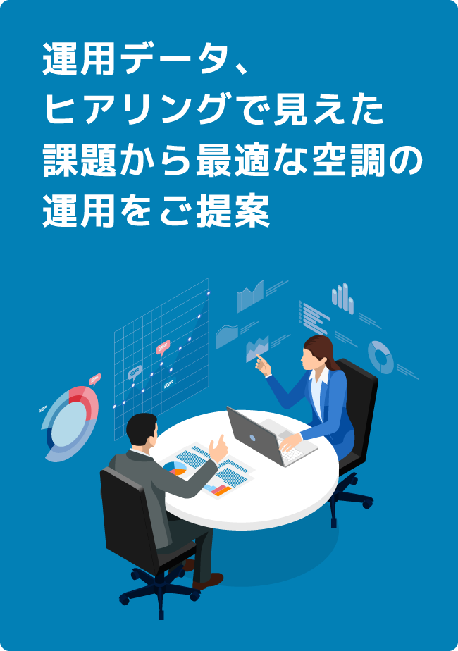 運用データ、ヒアリングで見えた課題から最適な空調の運用をご提案